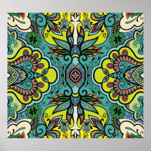 Poster Géométrique floral, coloré abstrait textu transpar