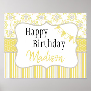 Poster Géométrique jaune et gris