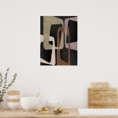 Poster Géométrique Mid-Century moderne Abstrait Noir Brow (Cuisine)