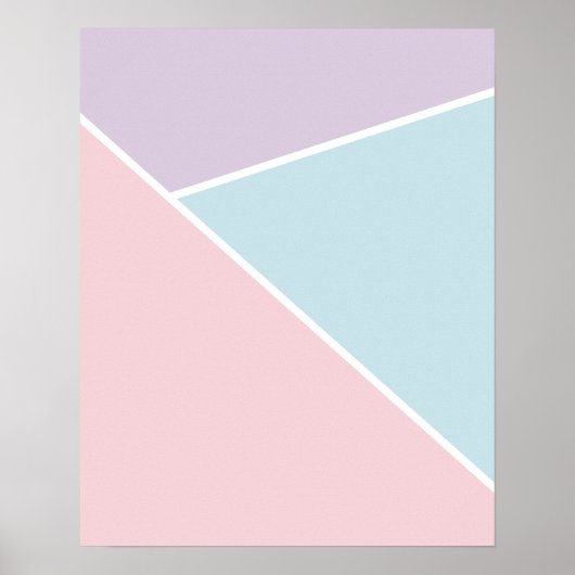 Poster Géométrique Pastel rose, bleu et violet (Devant)