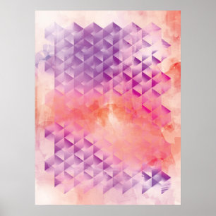 Poster Géométrique pourpre et orange