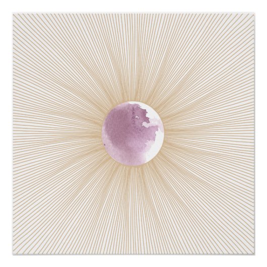 Poster Géométrique Purple Moon Cycle brillant (Devant)