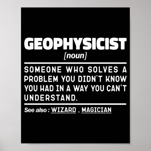 Poster Geophysicist Noun Definition Geophysics Lover Cool (Devant)