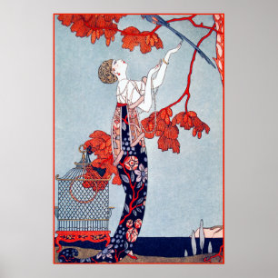 Poster George Barbier "L'Oiseau Volage" 1914