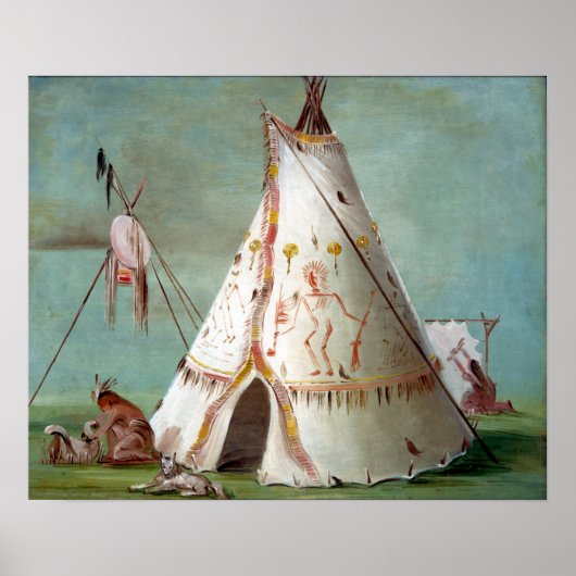 Poster George Catlin Crow Lodge of Twenty-cinq Buffalo (Devant)