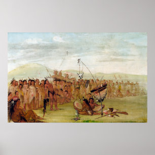 Poster George Catlin L'auto-torture dans un Sioux Religie