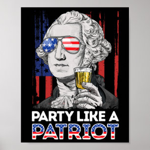 Poster George Washington 4 juillet Parti Comme Un Patriot