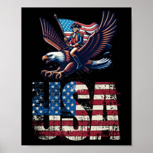 Poster George Washington À cheval Sur Un Aigle 4 juillet