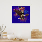 Poster George Washington chevauchant un aigle avec un dra (Cuisine)