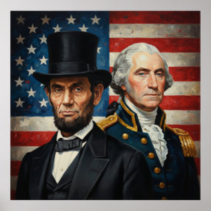 Poster George Washington et Abraham Lincoln Patriotique