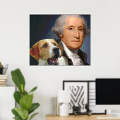Poster George Washington et son chien "Liberty Belle" (Bureau à domicile)