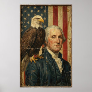 Poster George Washington patriote avec aigle chauve