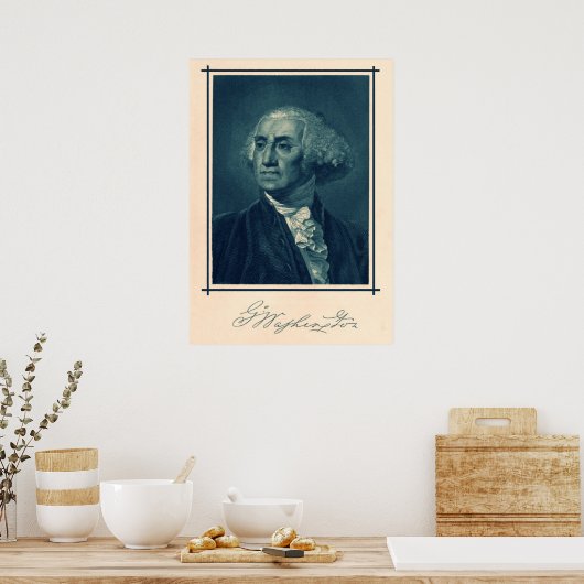 Poster George Washington Portrait & Signature (Cuisine)
