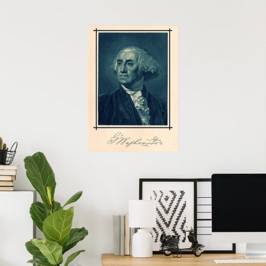 Poster George Washington Portrait & Signature (Bureau à domicile)