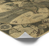 Poster George Willdey 1702 Carte du monde (Coin)