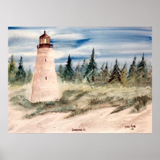 Poster georgetown, sc phare aquarelle imprimer (Devant)