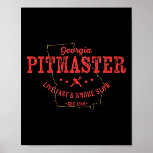 Poster Georgia Bbq Pitmaster Pour Fumer De La Viande Barb (Devant)