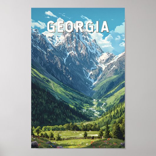 Poster Georgia Illustration Travel Art Vintage (Devant)