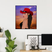Poster "Georgia" numérique Artwork Western Cowgirl Imprim (Bureau à domicile)