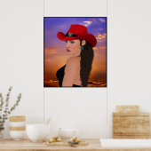 Poster "Georgia" numérique Artwork Western Cowgirl Imprim (Cuisine)