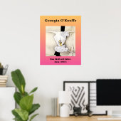 Poster Georgia O'Keeffe : Crâne de vache et Rose de Calic (Bureau à domicile)