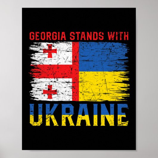 Poster Georgian-ukrainian Flag Flag - Friendly Countries  (Devant)