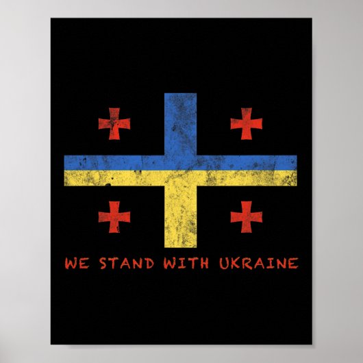 Poster Georgian-ukrainian Flag - Friendly Countries  (Devant)