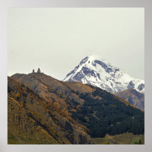 Poster Géorgie, mont Kazbegi