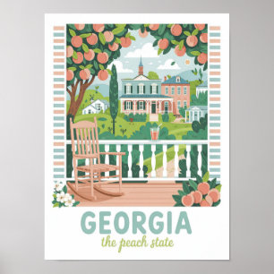 Poster Géorgie Peach State USA Summer Travel