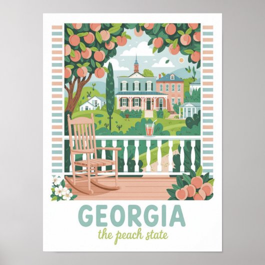 Poster Géorgie Peach State USA Summer Travel (Devant)