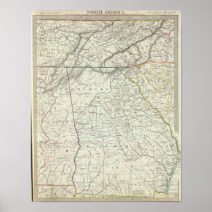 Poster Géorgie, pts de NC, SC, Tenn, Ala, Floride
