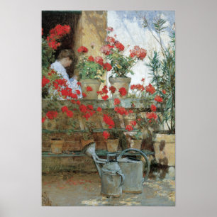 Poster Géraniums par Childe Hassam, impressionisme