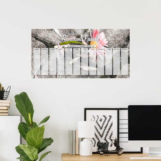 Poster Gerber Daisy Custom Family Calendrier d'anniversai (Bureau à domicile)