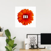 Poster Gerbera Daisy Monogramme initial (Bureau à domicile)