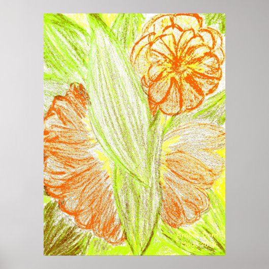 Poster Gerbera et Aspidistra elatior, (Devant)