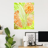 Poster Gerbera et Aspidistra elatior, (Bureau à domicile)