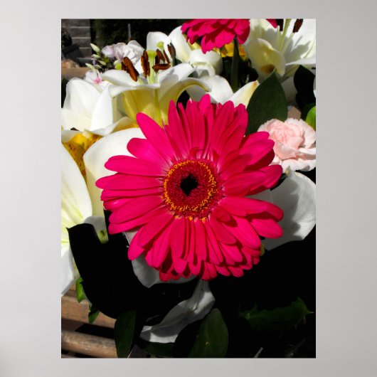 Poster Gerbera fleur dans un bouquet de fleurs (Devant)