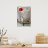 Poster Gerbera orange et livres (Cuisine)