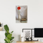 Poster Gerbera orange et livres (Bureau à domicile)