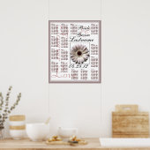 Poster Gerbera White Daisy Mariage Guest Chart (Cuisine)