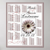 Poster Gerbera White Daisy Mariage Guest Chart (Devant)