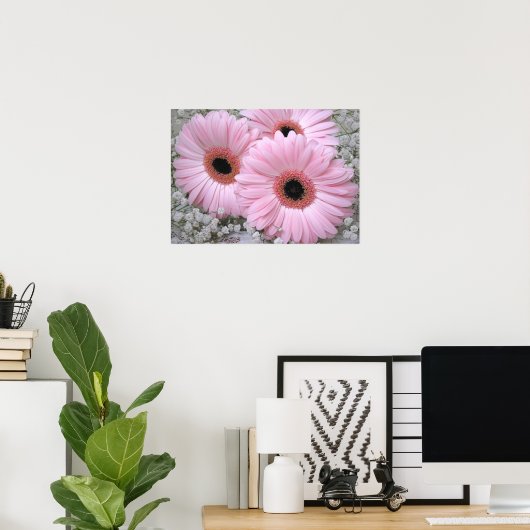 Poster Gerberas rose (Bureau à domicile)