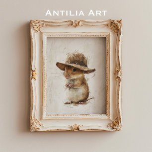 Poster Gerbil Portrait Peinture Souris Art Hamster Rodent