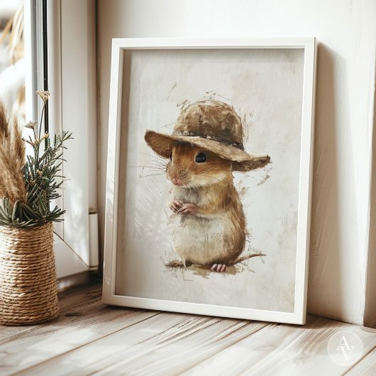 Poster Gerbil Portrait Peinture Souris Art Hamster Rodent