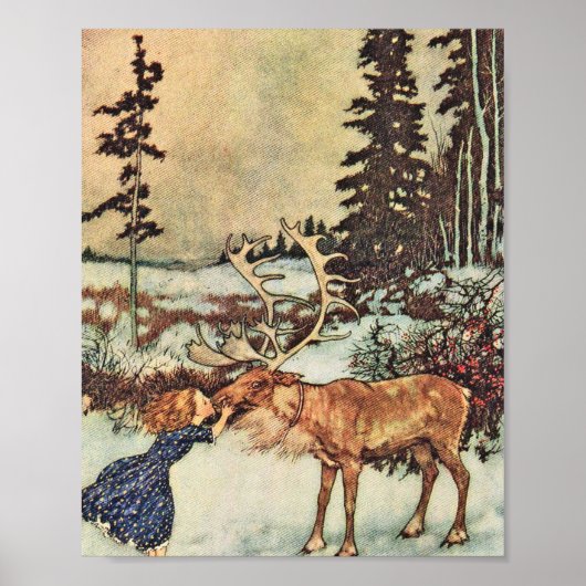 Poster Gerda Et Le Reindeer - Edmund Dulac (Devant)