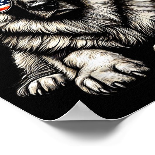 Poster German Shepherd American Flag Sungles Patriotic (Coin)