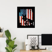 Poster German Shepherd American Flag USA Patriotic Dog (Bureau à domicile)