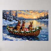 Poster German Shepherd Christmas Boat Holiday (Devant)