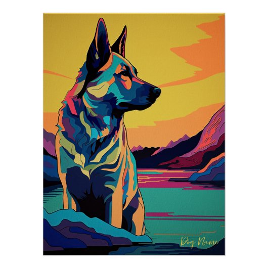 Poster German Shepherd Dog 003 - Bruno Pokopen (Devant)