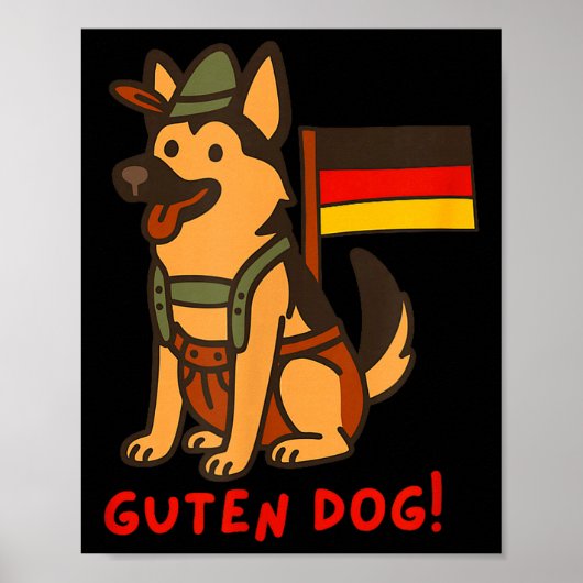 Poster German Shepherd Funny Beer Festival Guten Dog (Devant)